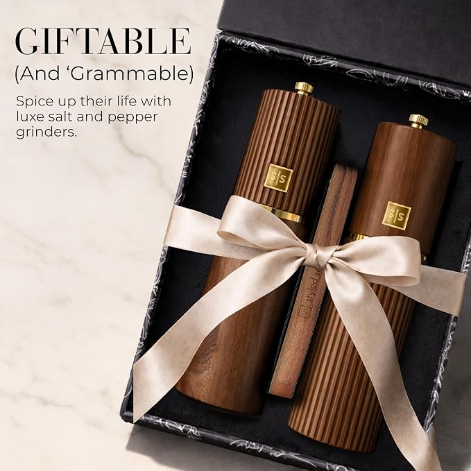 Wooden Salt and Pepper Grinder Set – Refillable Manual Salt and Pepper Mills - Image 8