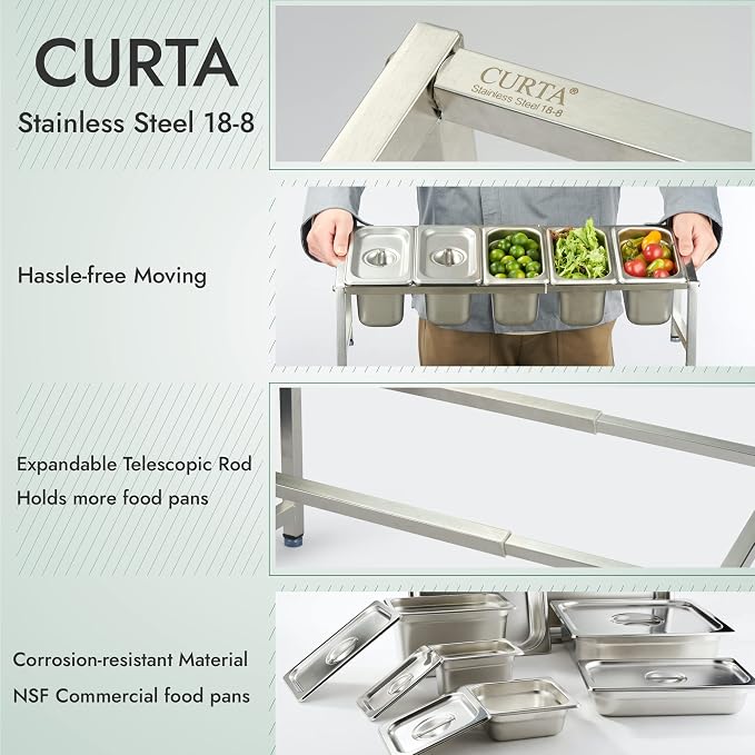 CURTA Expandable 18/8 Stainless Steel Spice Rack Set, NSF Certified, 1-Tier - Image 3