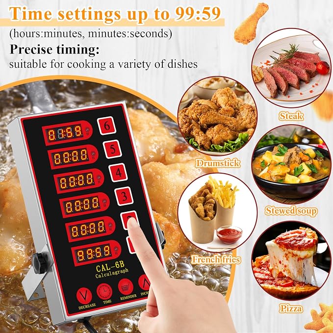 Relaxweex 1 Pack Commercial 6 Channel Digital Kitchen Timer, Wall Mount or - Image 4