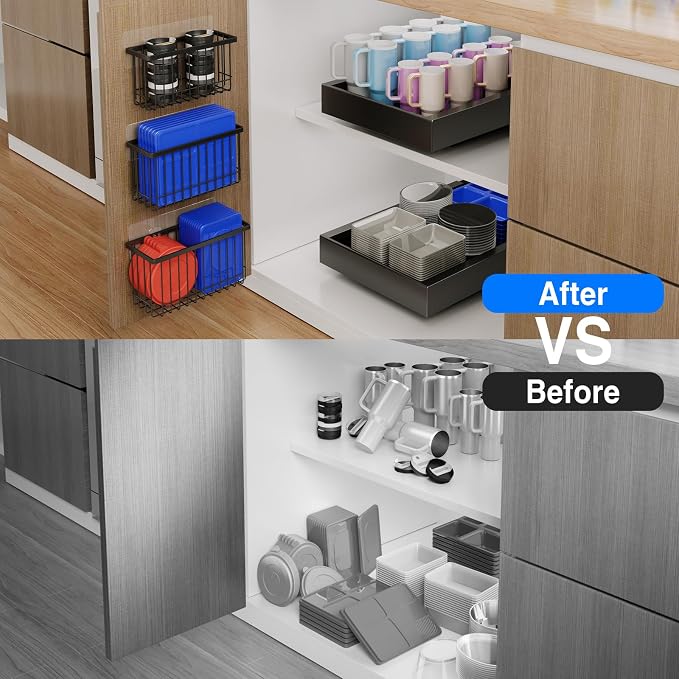 MUSTORN 3 Pack Adhesive Cabinet Door Organizer, Lid Organizers Inside Cabinet - Image 7