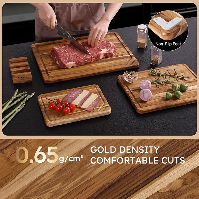 3 Pack Teak Wood Cutting Board Set - Image 5