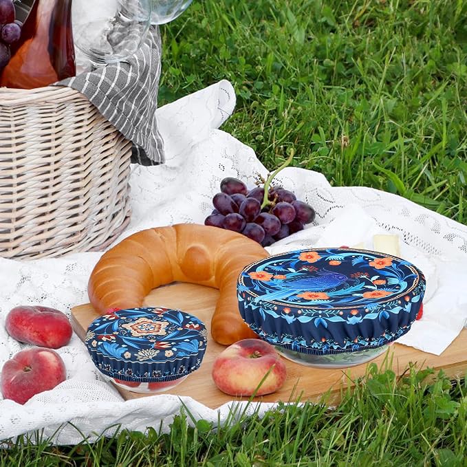 5 Pieces Bowl Covers Reusable, 5 Size Elastic Cloth Bowl Covers - Image 4