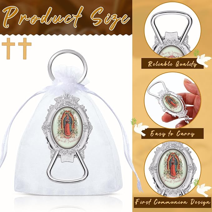 Misdary 24 Pcs Our Lady of Guadalupe Bottle Opener Keychain Catholic Bottle - Image 4