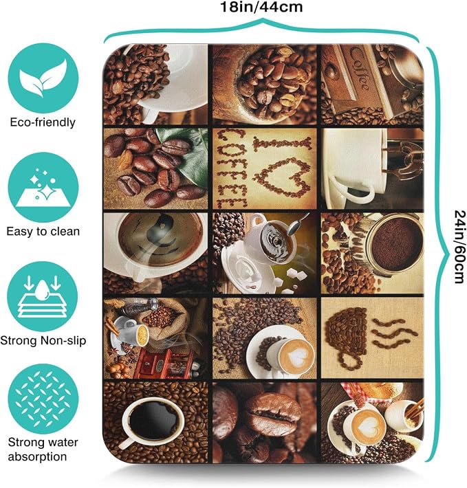 Coffee Bar Mat Accessories for Countertop Super Absorbent Anti-Slip Silicone - Image 5
