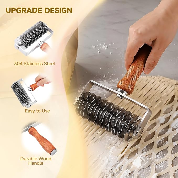 Pastry Lattice Roller Cutter, Stainless Steel Dough Cutter Wheel - Image 3