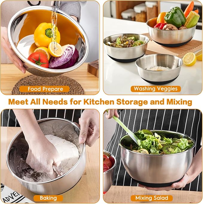 CHAREADA Mixing Bowls with Airtight Lids, Size 4.5, 0.7 qt, Fit - Image 7