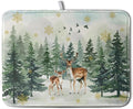 Reindeer Tree Snowflakes Christmas Dish Drying Mats by Kwlegh