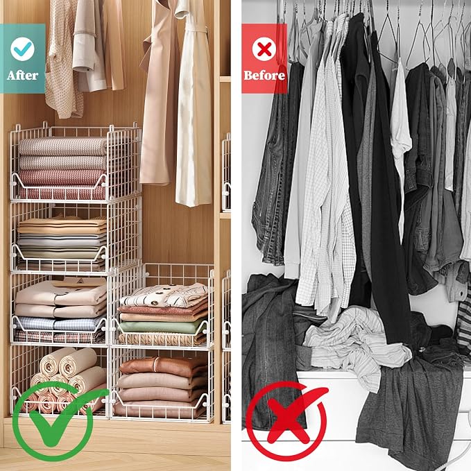 Jakyitvi 6-Tier Closet Shelf Organizer, Metal Stackable Closet Organizers and - Image 6