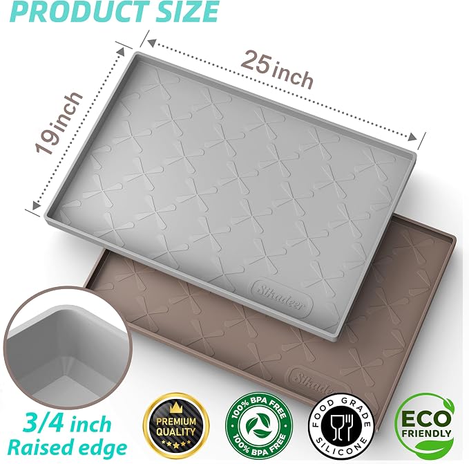 SIKADEER 25" x 19" Under Sink Mat Waterproof, Silicone Mat Kitchen Drawer Shelf - Image 3