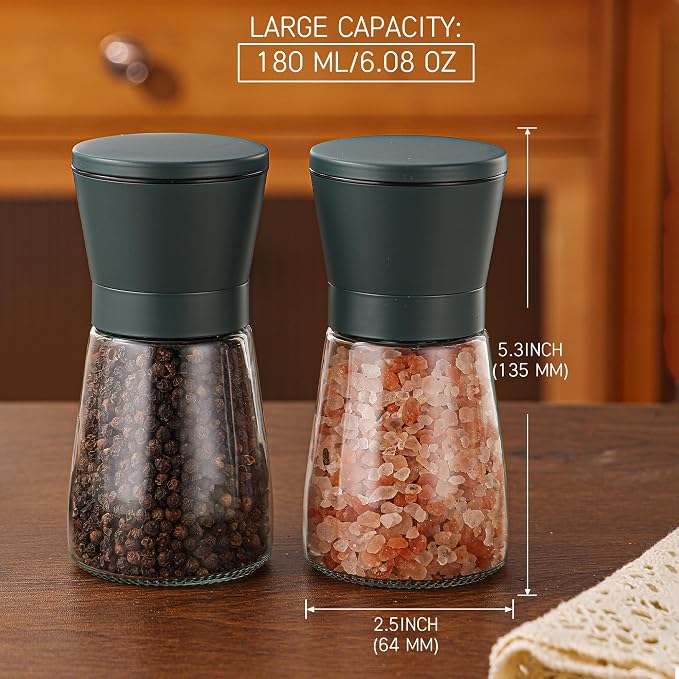 DAVIMADE Stone Blue Salt and Pepper Grinder Set of 2, Refillable & Adjustable - Image 2