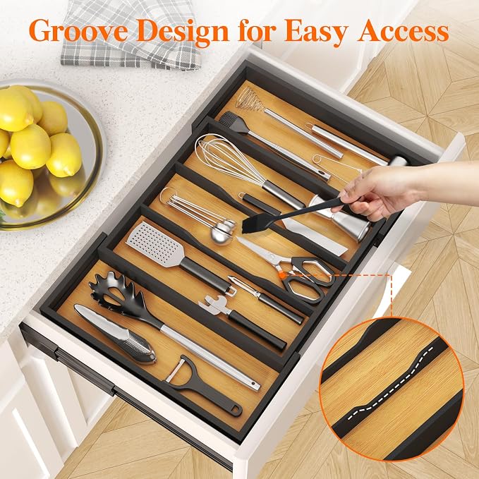 Lifewit Utensil Organizer for Kitchen Drawer, Expandable Cooking Utensil Tray - Image 4