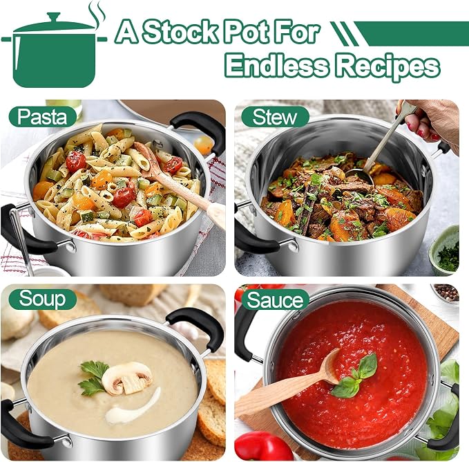 TeamFar Stock Pot 6 qt, Stainless Steel Stock Pasta Soup Pot - Image 5
