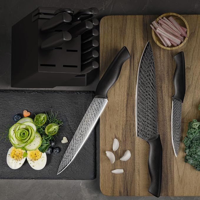 Knife Set, Amorston 15 Pieces Kitchen Knife Set - Image 2