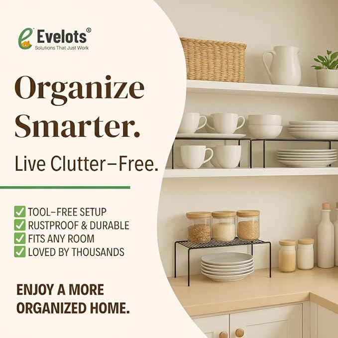 Evelots Kitchen Cabinet Wire Shelf Organizer/Rack - Image 8