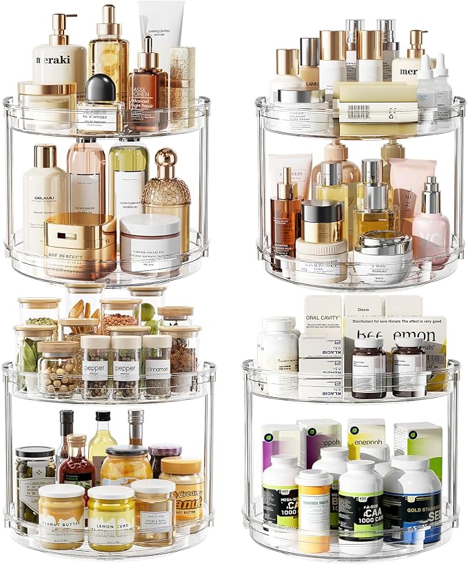 LAMU 4 Pack 10.6'' 2-Tier Lazy Susan Turntable Organizer Rotating Spice Rack by YourHome-OrganizationHelper