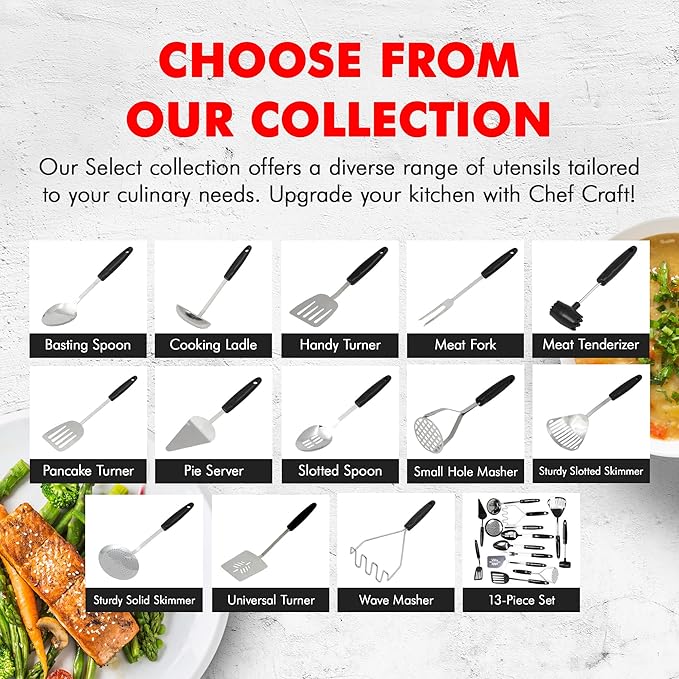 Chef Craft Select Slotted Spoon, 12.75 inch, Stainless Steel - Image 7