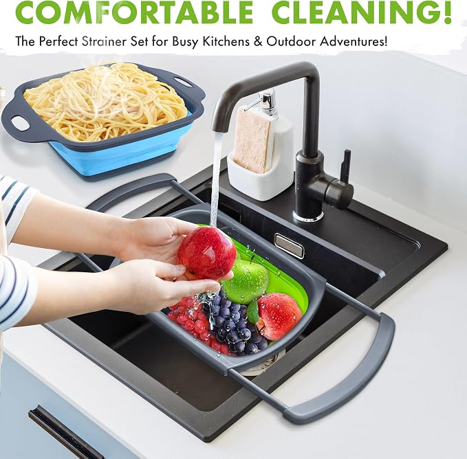 Silicone Collapsible Colander Sink Colander Collapsible Camping Versatile - Image 6