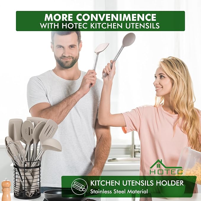 HOTEC 446°F Heat Resistant Silicone Kitchen Utensils, Cooking Utensil Set - Image 2