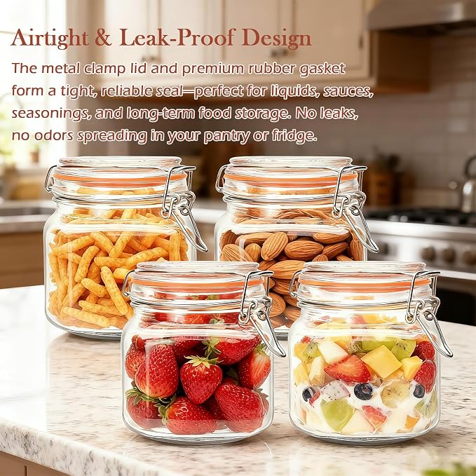 25 oz Glass Jars With Airtight Lids And Leak Proof Rubber Gasket, Wide Mouth - Image 5