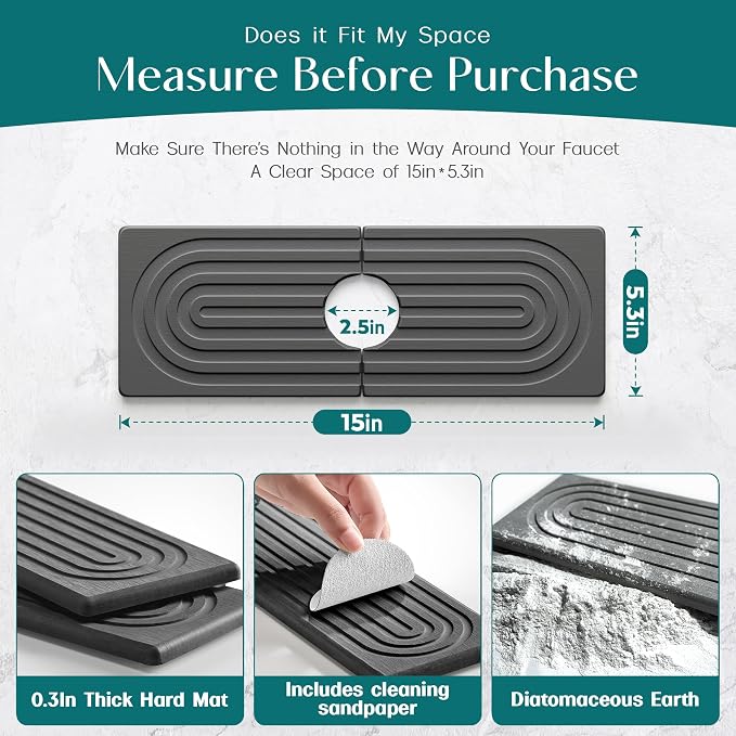 eormoe Faucet Mat for Kitchen Sink - Image 2