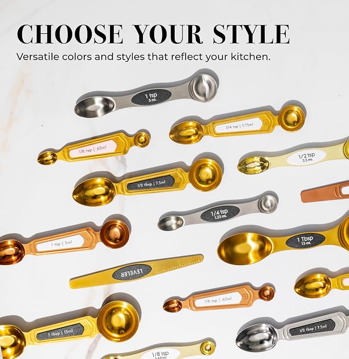 Magnetic Measuring Spoons Set – Stainless Steel Gold Measuring Spoons - Image 7