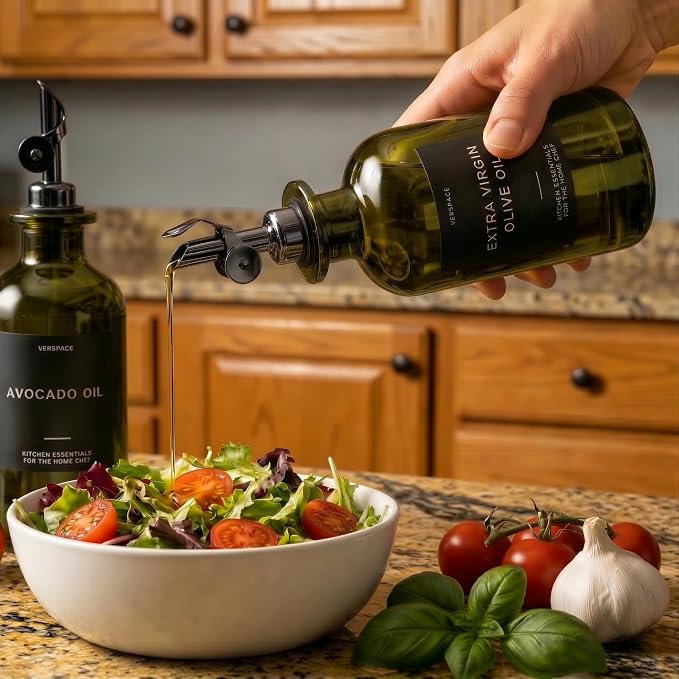 Verspace UV-Protected Green Glass Olive Oil Dispenser Bottles - Image 6