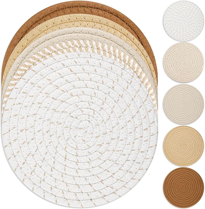 Tidponra Trivet Mats Set for Hot Dishes, 5 Heat Resistant Pot Holders for by Tidponra