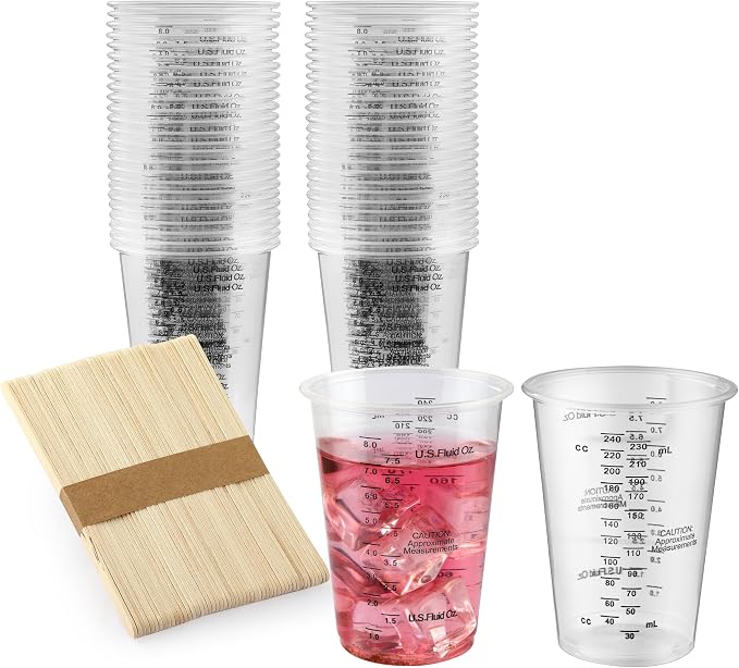 50PCS Resin Epoxy Mixing Cups, DQELFA 8oz Clear Plastic Paint Measuring Cups by Unknown
