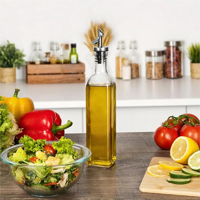 GREENOLIVE Olive Oil Dispenser Bottle - 17 oz. Clear Glass Bottle - Ideal - Image 2