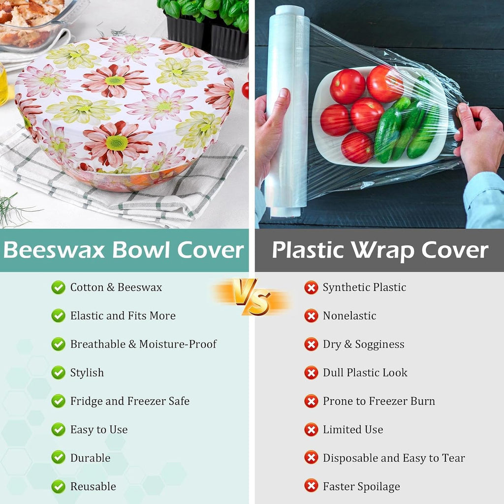 2 Large Reusable Beeswax Bowl Covers for Bread Proofing, 10/12 Inch