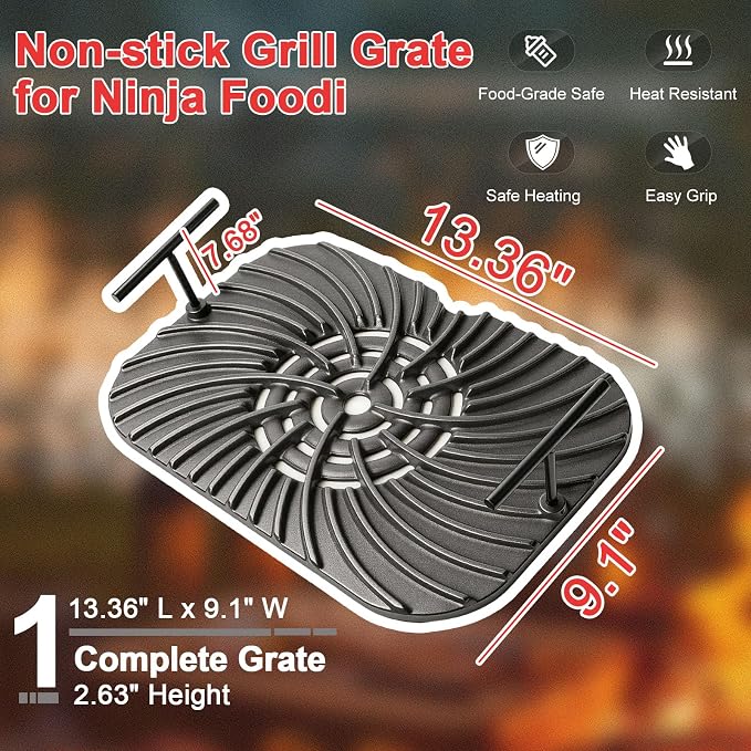 Grill Grate for Ninja Foodi FG551 Grill Accessories, Cast Iron Griddle Plate - Image 3