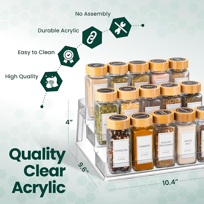 Oizeir Clear Spice Rack – 3-Tier Acrylic Organizer - Image 3