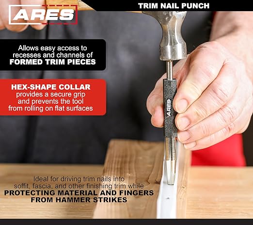 ARES 10115 – 6-Inch Trim Nail Punch – Black Nail Punch Drives Trim Nails While - Image 3
