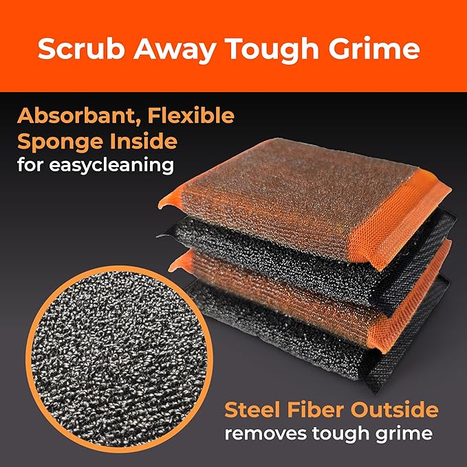 Heavy-Duty Steel Wool Scrubber Sponges 4 Pack – Stainless Steel Cleaning Pads - Image 6