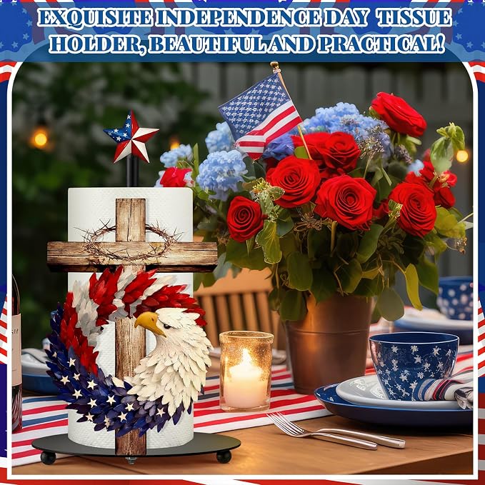 Thyle 4th of July Patriotic Paper Towel Holder, Metal Countertop Stand - Image 6