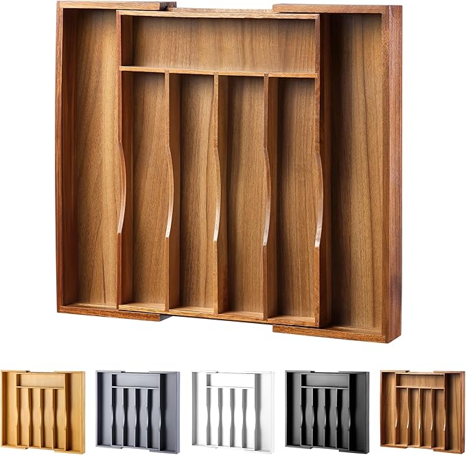 Expandable Acacia Kitchen Drawer Organizer by oridom