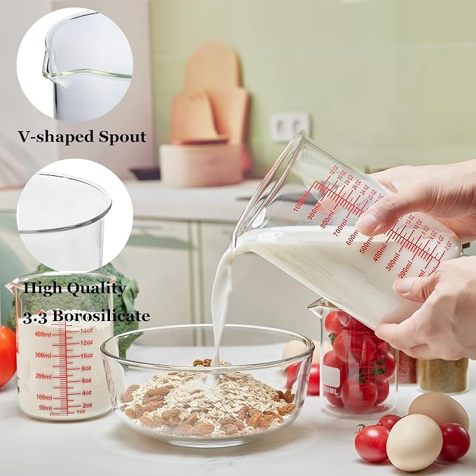 High Borosilicate Glass Measuring Cup-V-Shaped Spout, 1000ml Glass Measuring - Image 2