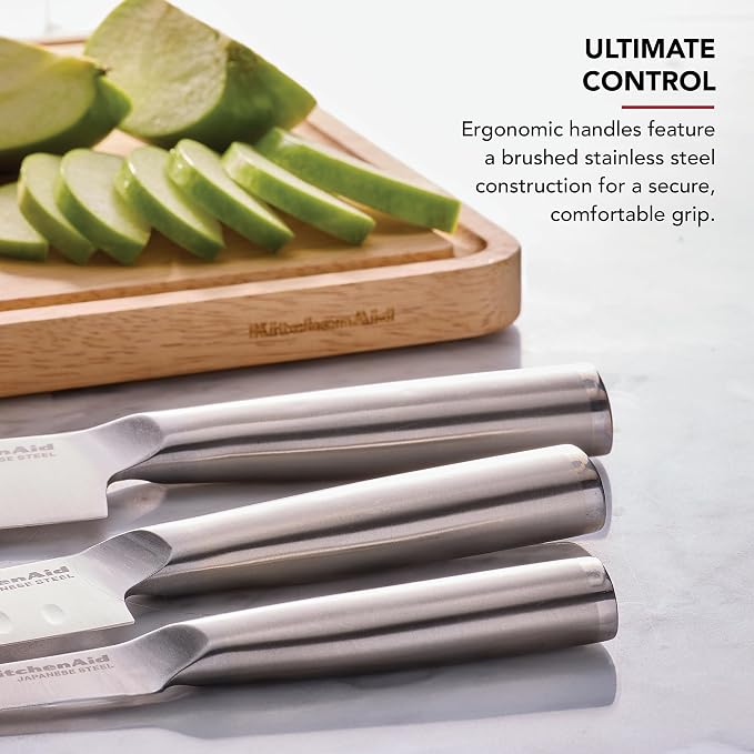 KitchenAid 3 Piece Forged Chef Knife Set High Carbon Japanese Steel, Includes 8 - Image 5