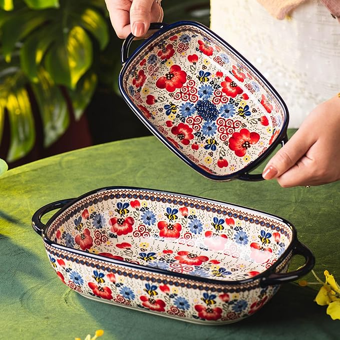 Baking Dish Ceramic Baking Pan Blue Casserole Dish Porcelain rectangular Baking - Image 4