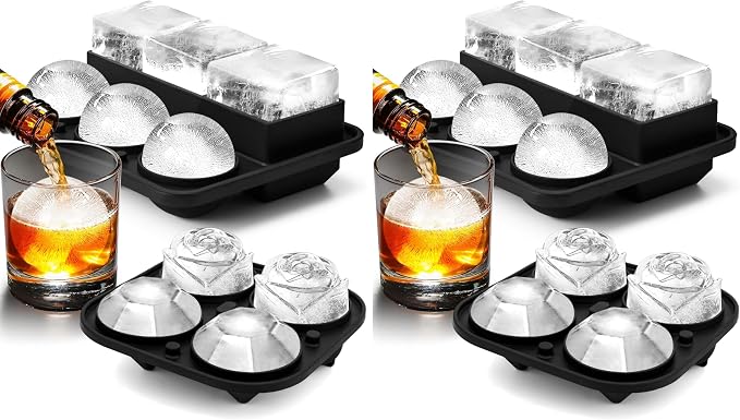 Ice Cube Tray with Lid, Silicone Ice Molds with Round, Large Ice Cube Mold by AMFOCUS