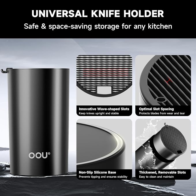 OOU Knife Set with Block and Sharpener, Dishwasher Safe Knife Set - Image 5