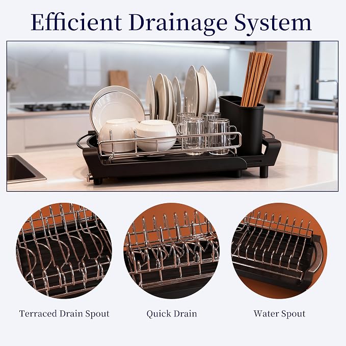 Dish Drying Rack Compact Expandable Double-Decker: Stainless, Rust-Proof - Image 4