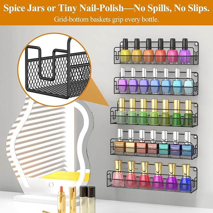 Wall Mounted Spice Rack Organizer, Pantry Door Organizer & Hanging Storage - Image 3