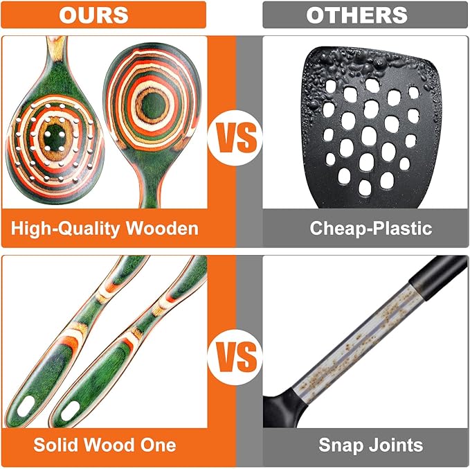 7Pcs Pakkawood Kitchen Utensils Set - Image 4