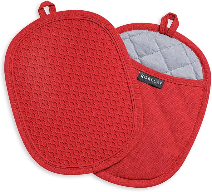 2-Pack Silicone Pot Holders for Kitchen Heat Resistant up to 500°F, Non-Slip by Rorecay