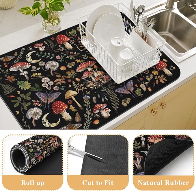 Kitchen Countertop Dish Drying Mat, Super Absorbent Coffee Bar Mat - Image 3