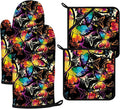 Colorful Butterfly Oven Mitts and Pot Holders Sets 4Pcs, Extra Long Oven Gloves by VisittheDuibelproduct