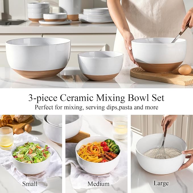 AmorArc Ceramic Mixing Bowls|Nesting Bowls Set of 3 - Image 4