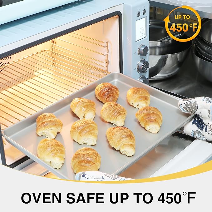 HONGBAKE Half Baking Sheet Pan Set of 2, Nonstick Cookie Sheet - Image 7