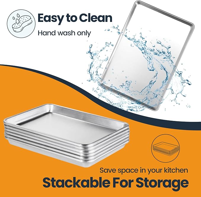 6 Pack Big Size Baking Sheet Pan, Aluminum Commercial Cookie Sheet Pan - Image 6